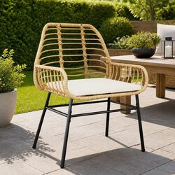 Garden Chairs 2 pcs with Cushions Brown Outdoor Seating Patio Furniture Set