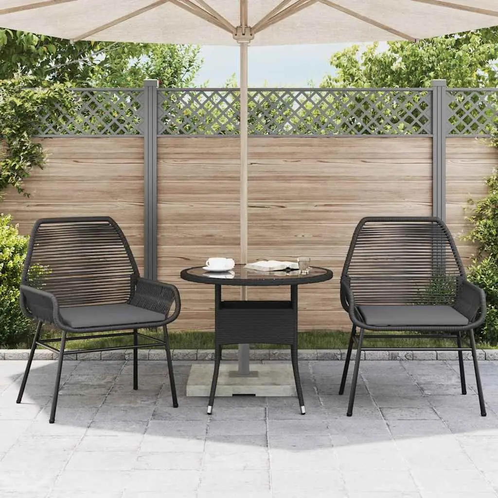 Garden Chairs 2 pcs Black Outdoor Seating Poly Rattan with Cushions
