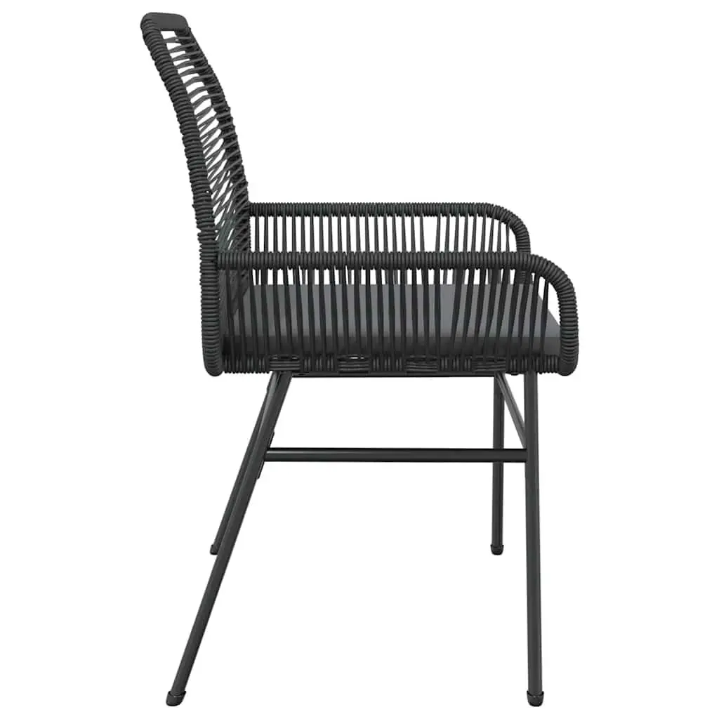 Garden Chairs 2 pcs Black Outdoor Seating Poly Rattan with Cushions
