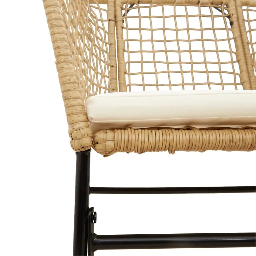 Outdoor Garden Chairs 2 pcs Brown Poly Rattan Thickly Padded Cushions Backrest Armrests