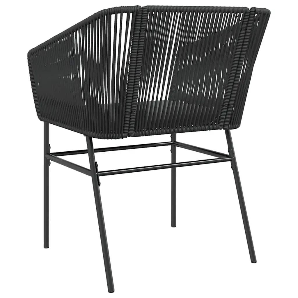 Outdoor Garden Chairs Set 2 pcs Black Poly Rattan with Cushions