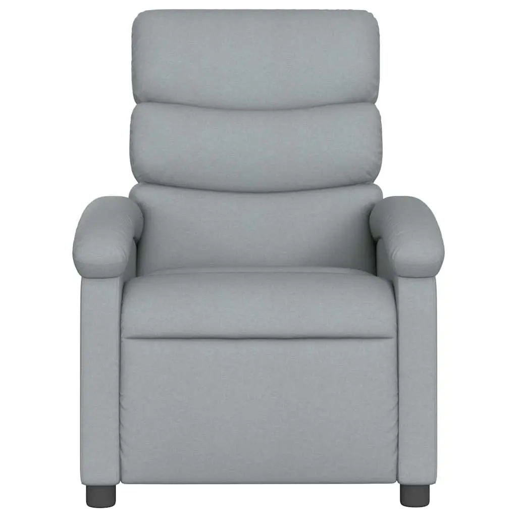 Massage Chair Manual Recliner Grey Fabric 6 Vibration Points Adjustable Backrest