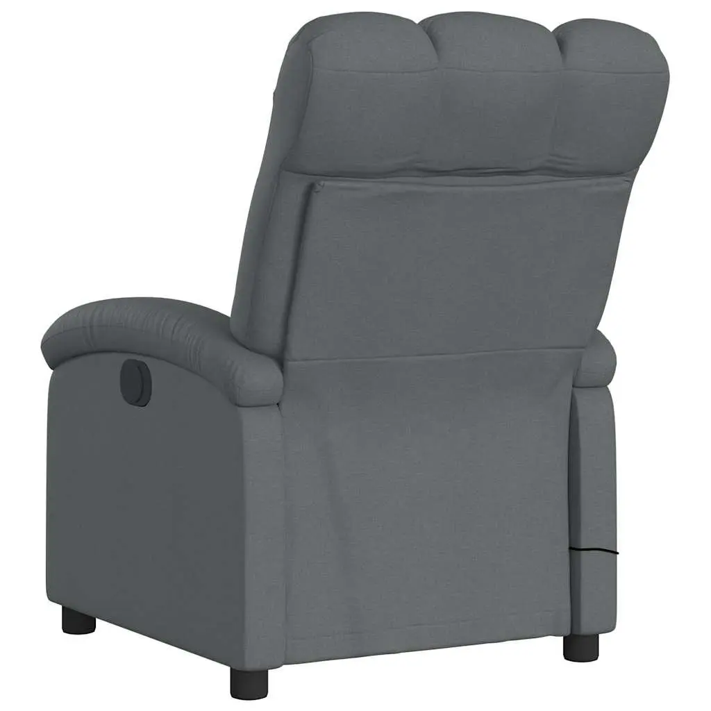 Massage Recliner Chair Grey Fabric Manual Recline 6 Vibration Points