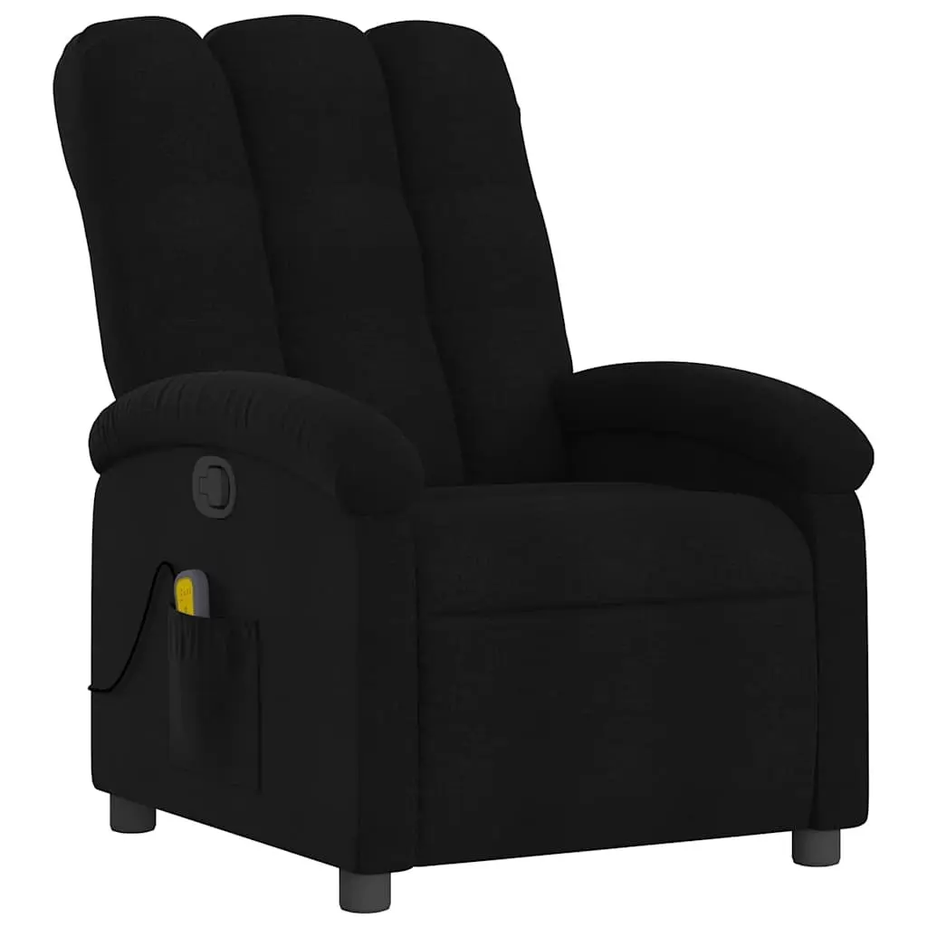 Black Fabric Massage Chair Manual Recline 6 Vibration Points Adjustable Footrest