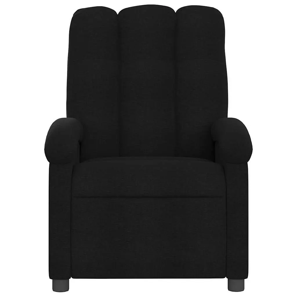 Black Fabric Massage Chair Manual Recline 6 Vibration Points Adjustable Footrest