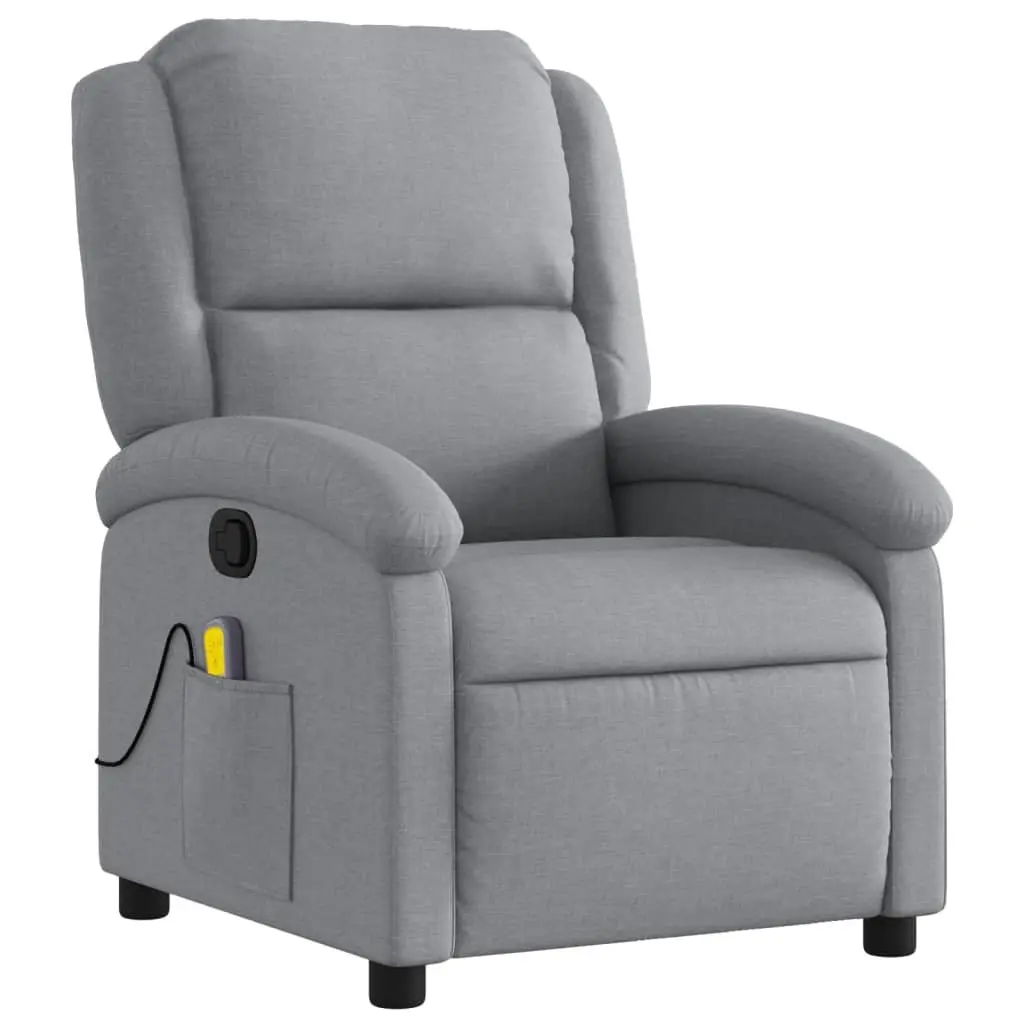 Massage Recliner Chair Light Grey Fabric Manual Reclining 6 Vibration Points