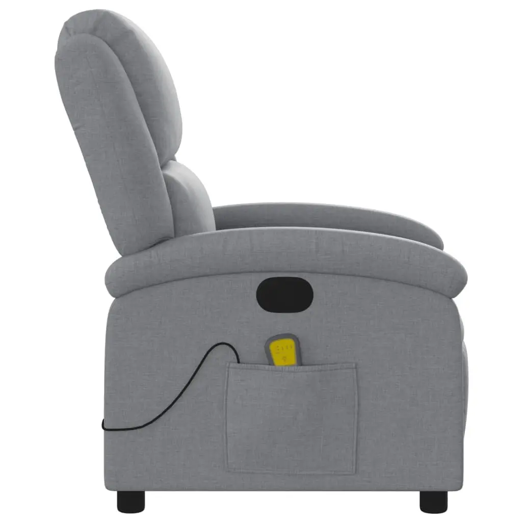 Massage Recliner Chair Light Grey Fabric Manual Reclining 6 Vibration Points