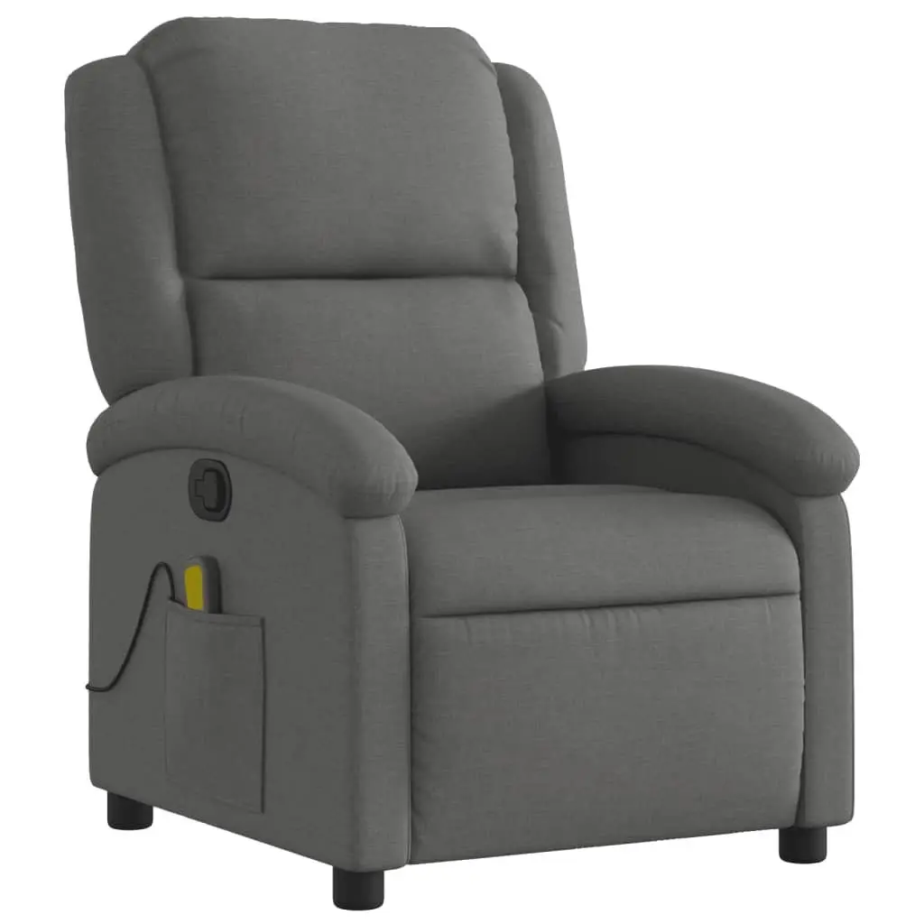 Massage Recliner Chair Grey Fabric Manual Recline 6 Vibration Points