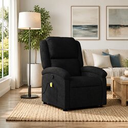 Black Fabric Recliner Chair with 6 Massage Points for Cozy Relaxation