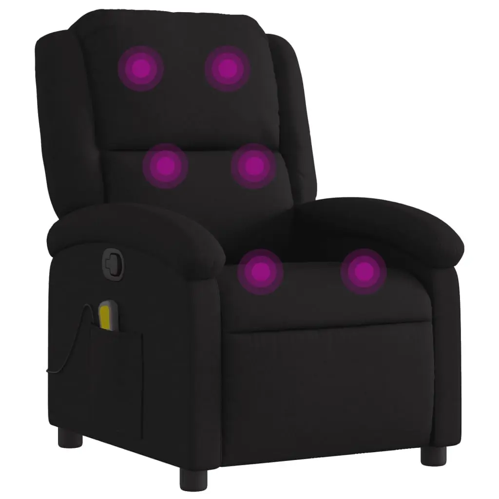 Black Fabric Manual Recline Massage Armchair with 6 Vibration Points