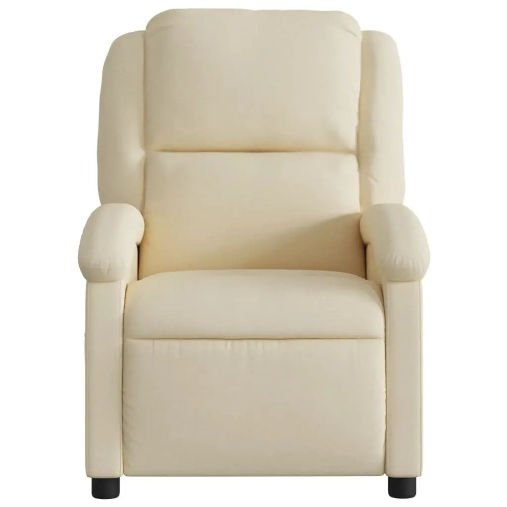 Massage Recliner Chair Cream Fabric Manual Recline Vibration Massage Footrest