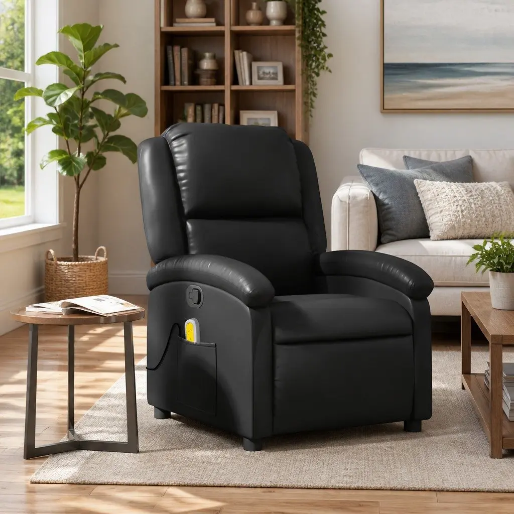 Massage Recliner Chair Manual Reclining Faux Leather Vibration Lounge Chair
