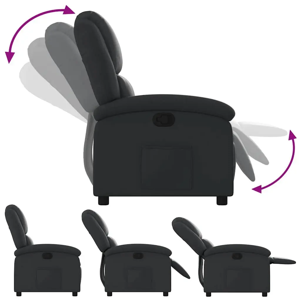 Recliner Armchair Black Manual Reclining Function Padded Seat Wide Arms