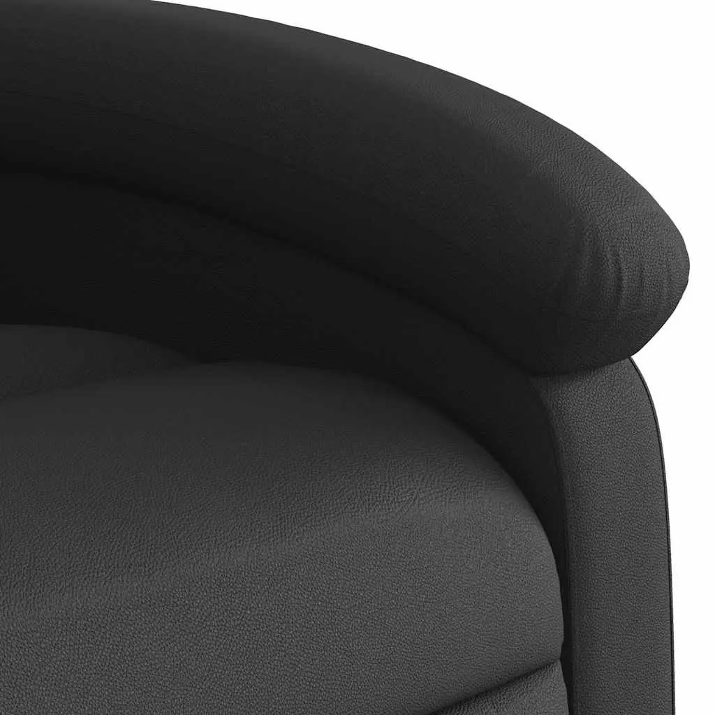 Recliner Armchair Black Manual Reclining Function Padded Seat Wide Arms