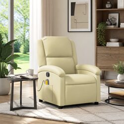 Relaxing Cream Leather Massage Recliner Chair with Vibration