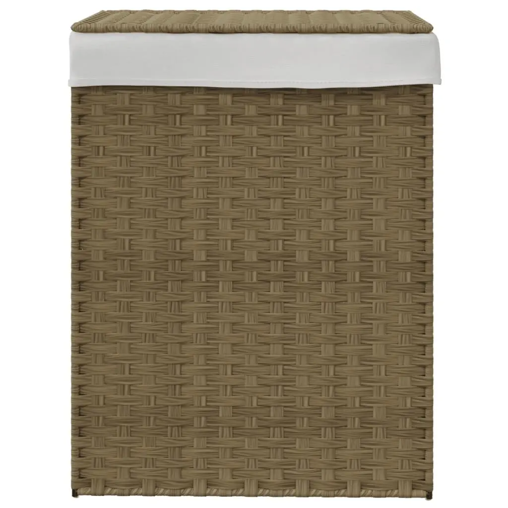 Laundry Basket with Lid Brown Poly Rattan Household Storage Foldable Design