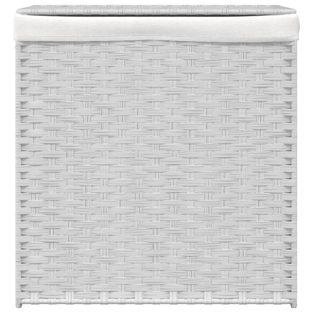 Laundry Basket 53x35x57cm 2 Sections Foldable Poly Rattan Hamper