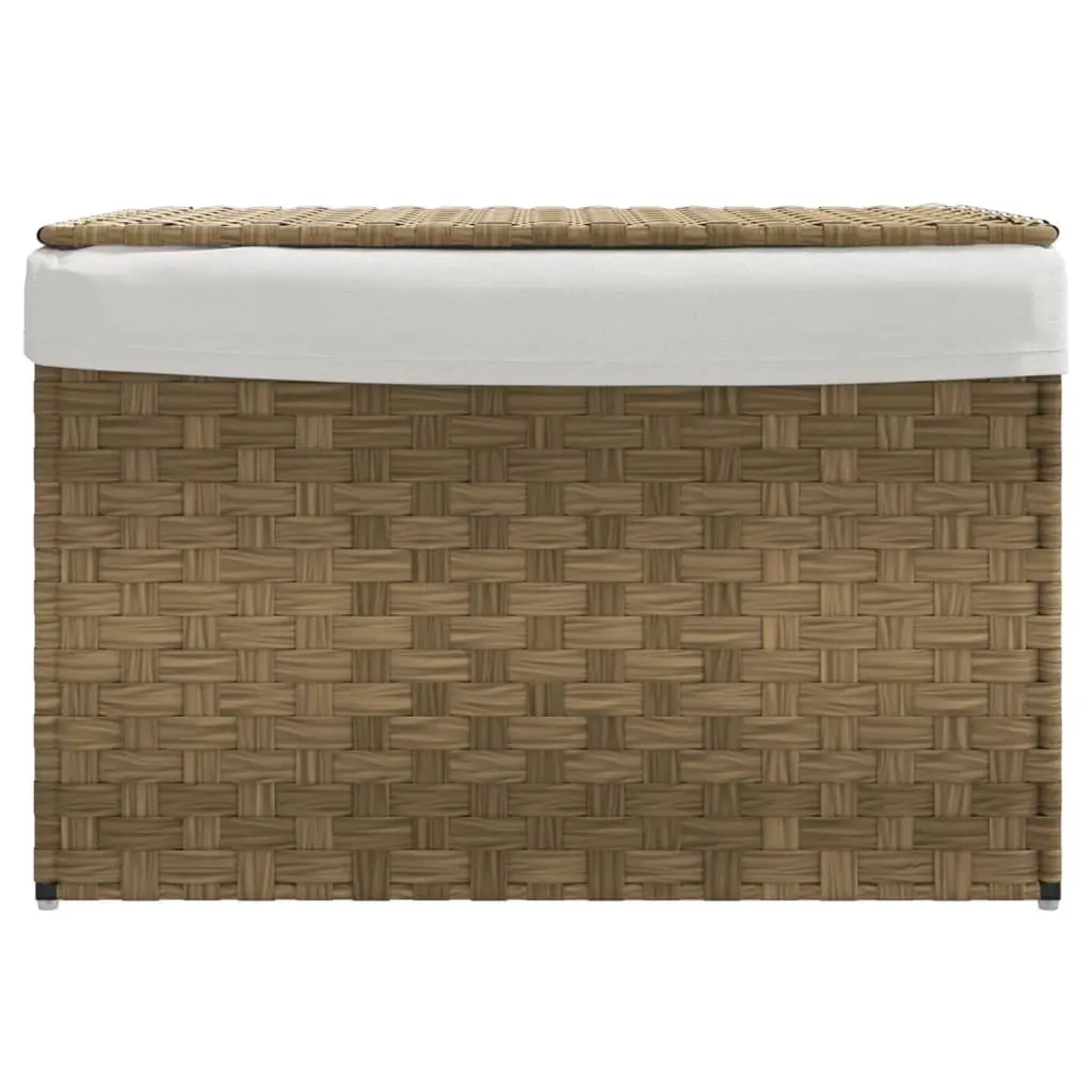 Laundry Basket with Lid Brown Foldable Poly Rattan Storage Bin