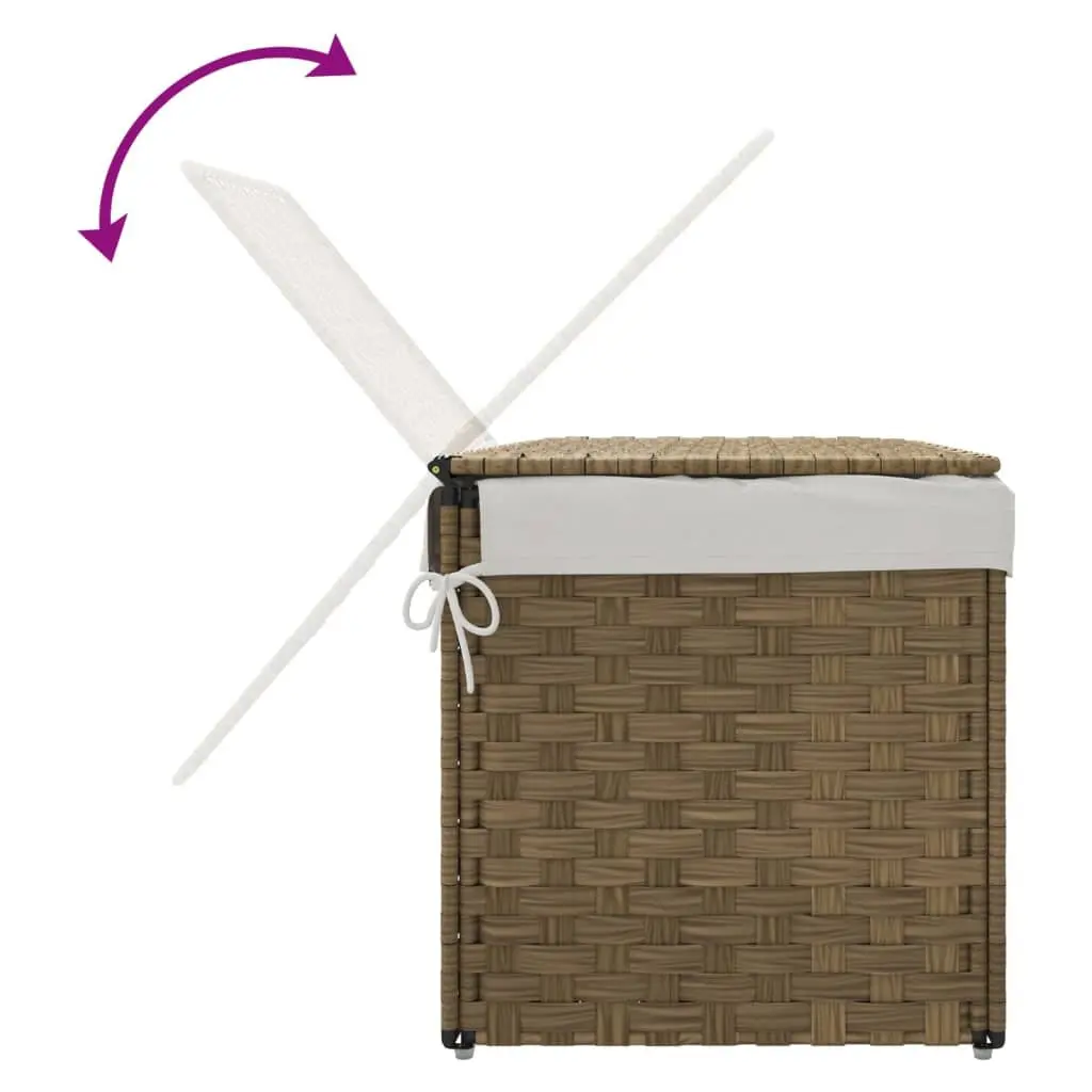 Laundry Basket with Lid Brown Foldable Poly Rattan Storage Bin