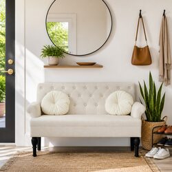 Stylish Cream Linen Bench for Enhancing Your Space