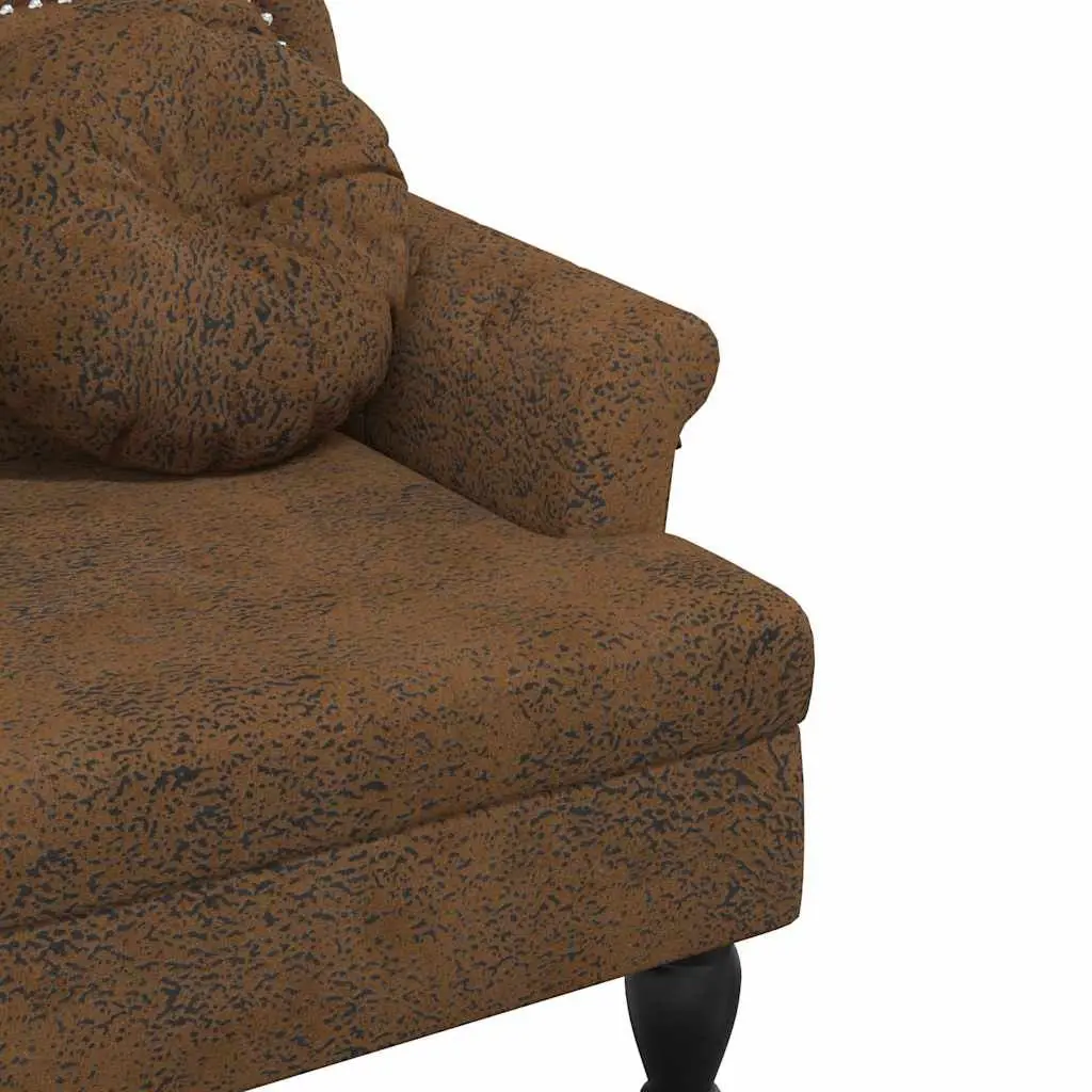 Bench with Cushions Brown Faux Suede Upholstered Seat Backrest Armrests