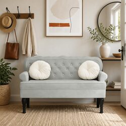 Elevate Your Space with a Grey Velvet Backrest Bench