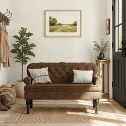 Enhance Your Space with a Brown Faux Suede Leather Bench