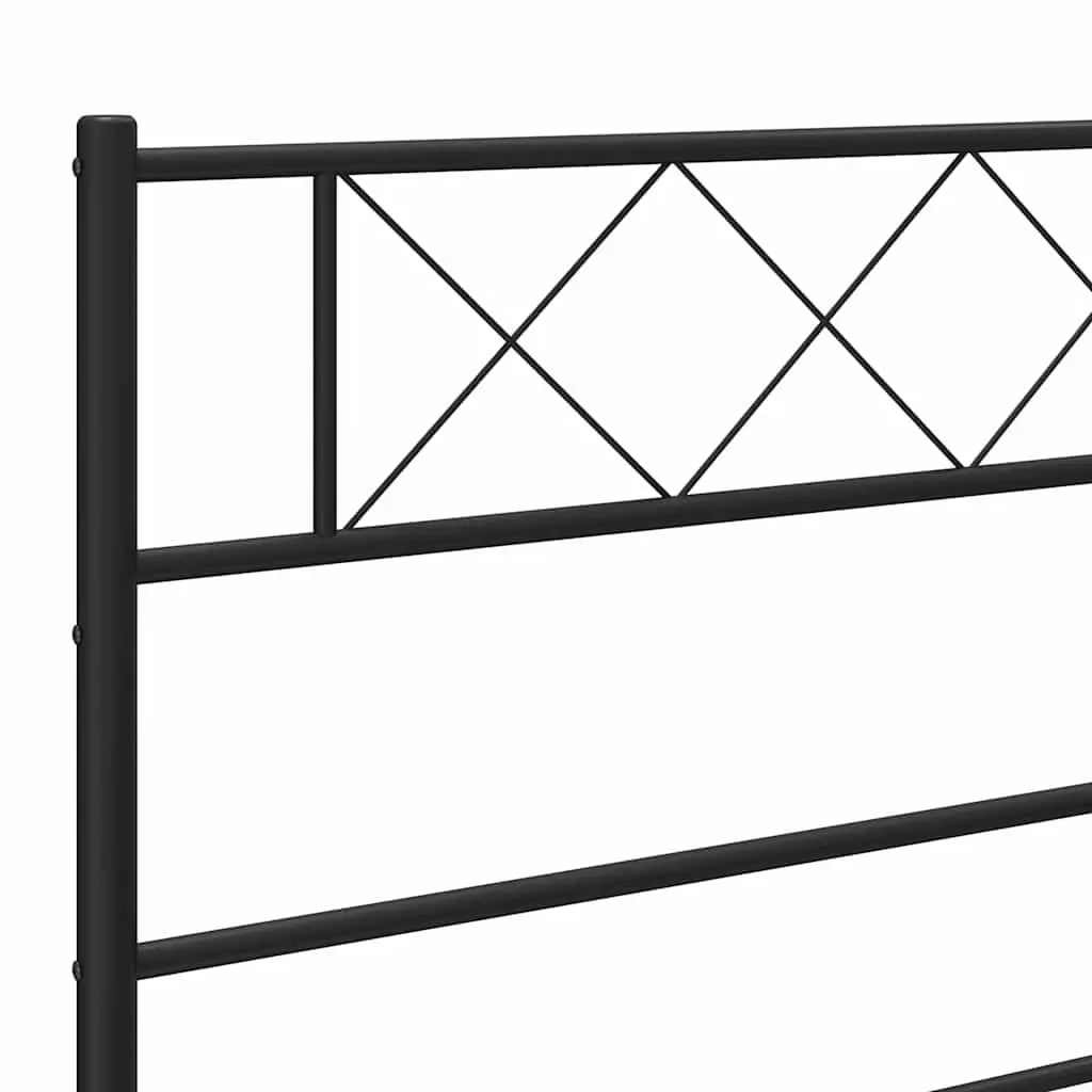 Metal Bed Frame 150x200cm Powder-coated Steel Slatted Base with Headboard and Footboard