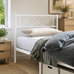 Metal Headboard White 107 cm Bedroom Bed Frame Header Sturdy Steel Support