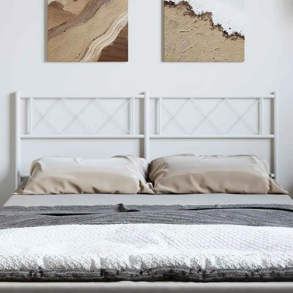 Metal Bed Headboard 135cm White Robust Steel Construction