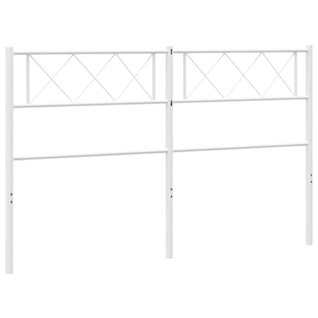 Metal Bed Headboard 135cm White Robust Steel Construction