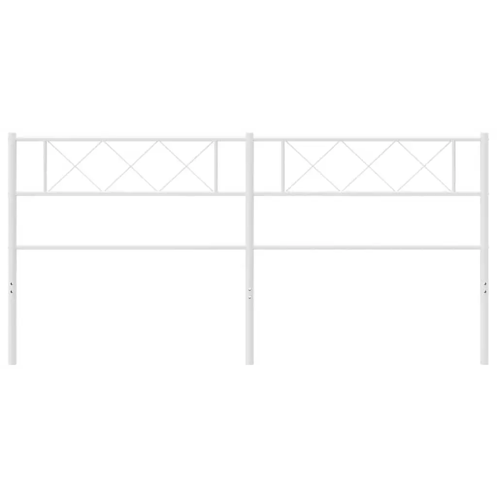 Metal Headboard 180cm White Powder-Coated Steel Frame Support