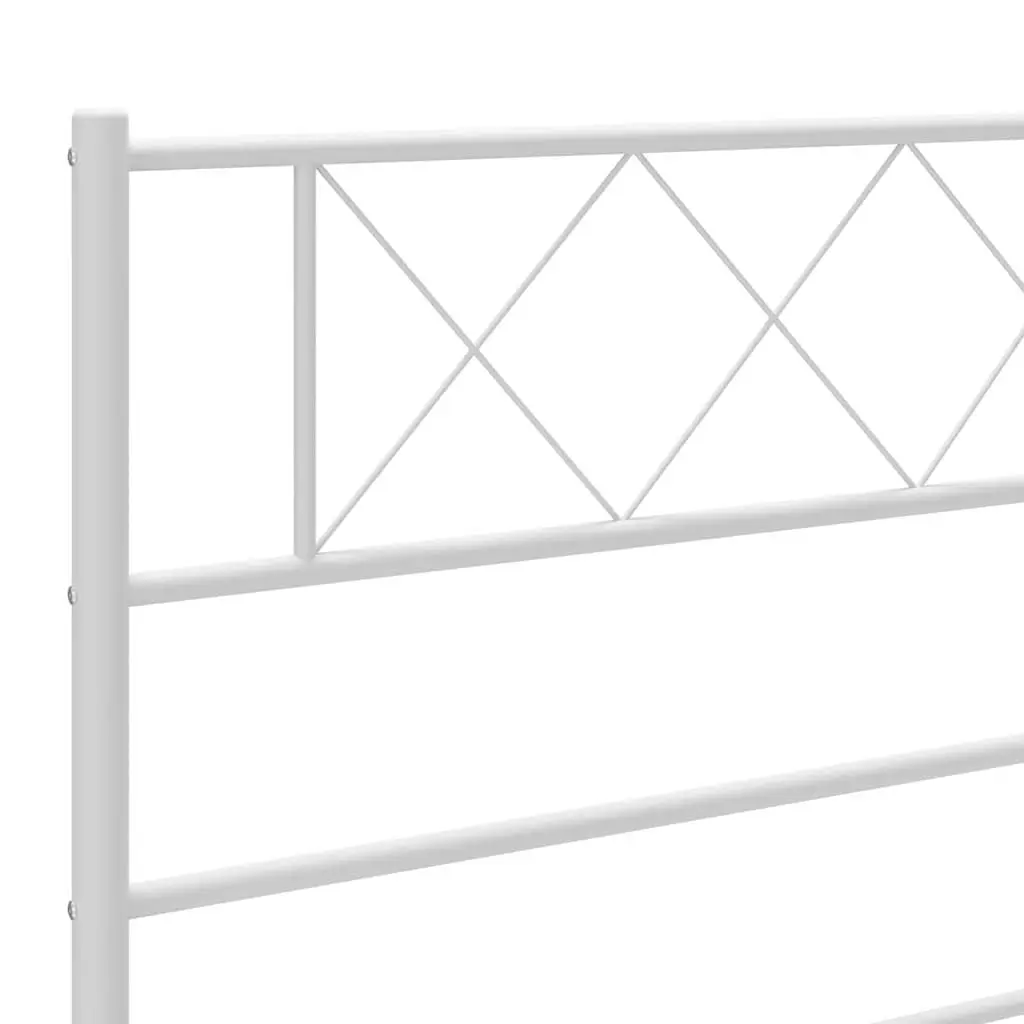 Metal Headboard 180cm White Powder-Coated Steel Frame Support