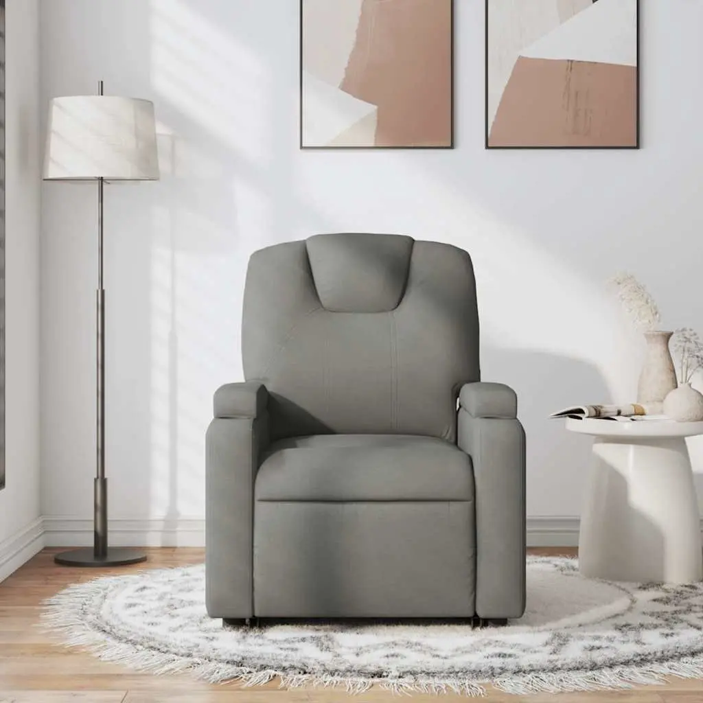 Massage Recliner Chair Grey Fabric Manual Recline 6 Vibration Points USB Powered Armchair