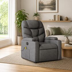 Comfortable Grey Fabric Massage Recliner for Relaxation