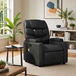 Relax in Style: Black Faux Leather Massage Recliner Chair