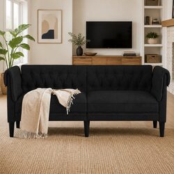 Stylish Black Fabric Chesterfield Sofa for Cozy Spaces