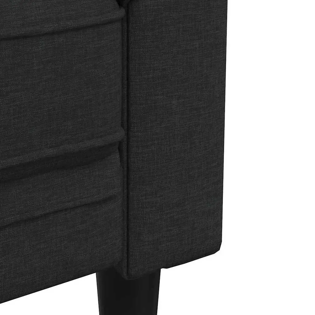 2-Seater Chesterfield Sofa Black Fabric Living Room Couch Classic Rolled Arm