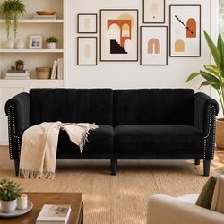 Upgrade Your Living Space with a Black Velvet 2-Seater Sofa