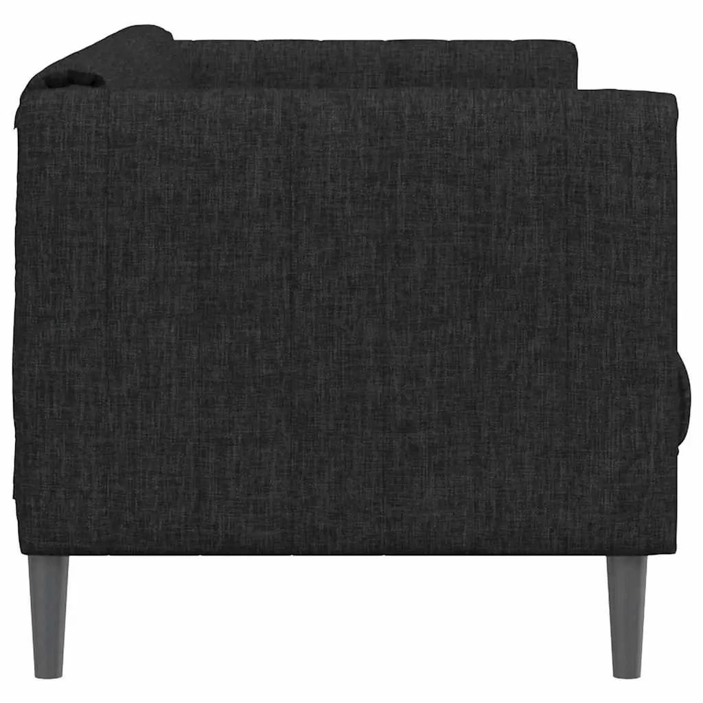 BlackFabric3SeaterSofaComfortableSoftSeatingModernDesign