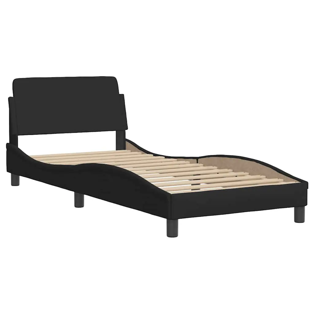 Bed Frame with Headboard Dover Black 90x190 cm Fabric Bedroom Furniture