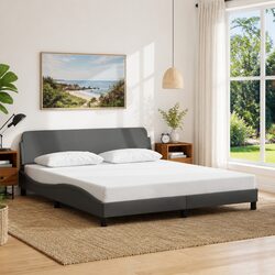 Elegant King Bed Frame 180x200cm in Grey Fabric Design
