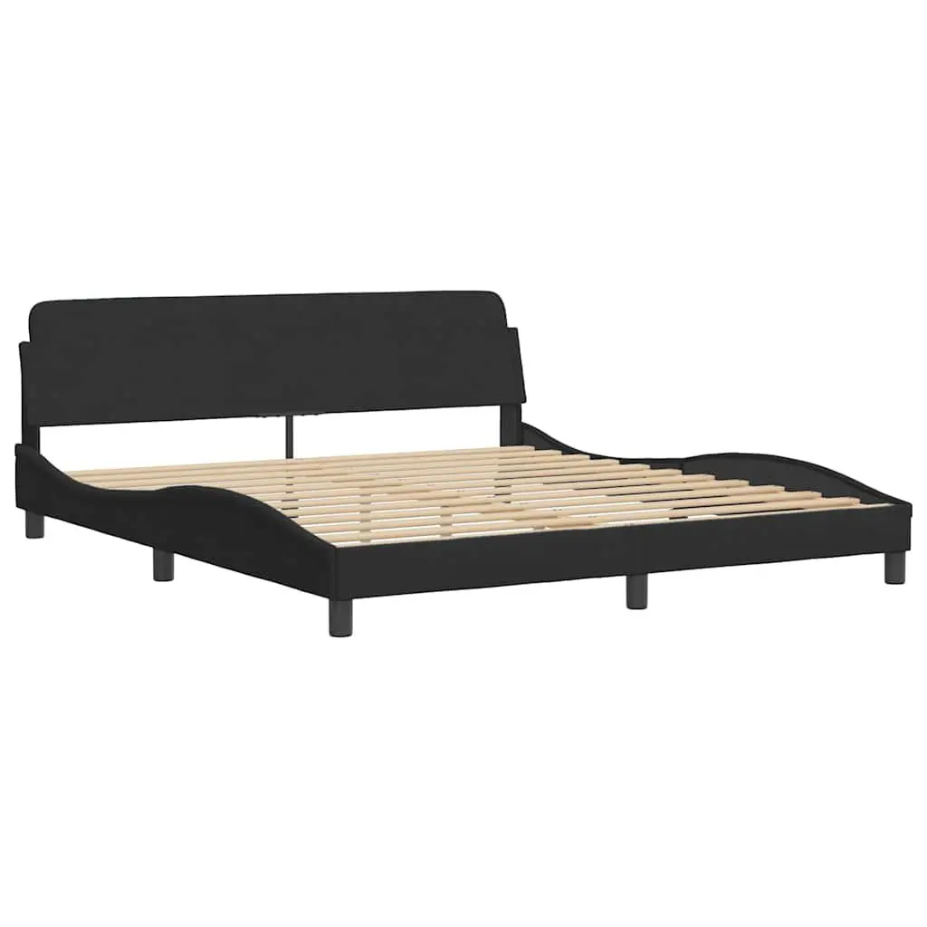 King Bed Frame 180x200 cm Black Velvet Headboard Bedroom Furniture Slat Base