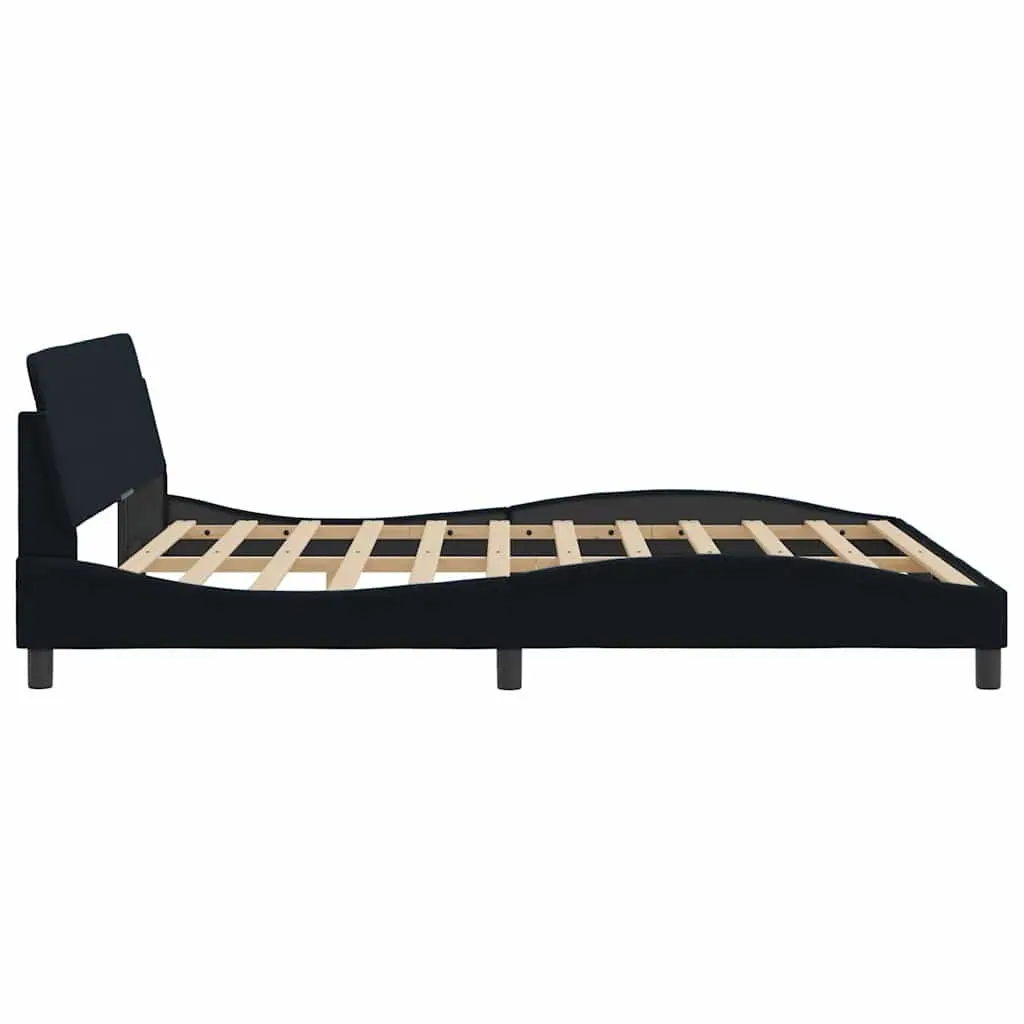 King Bed Frame 180x200 cm Black Velvet Headboard Bedroom Furniture Slat Base