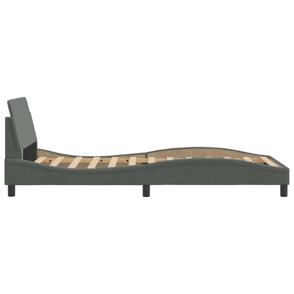 King Single Bed Frame with Headboard Dark Grey Fabric Bedroom Furniture