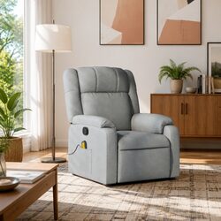 Stylish Light Grey Recliner Chair with Massage Function