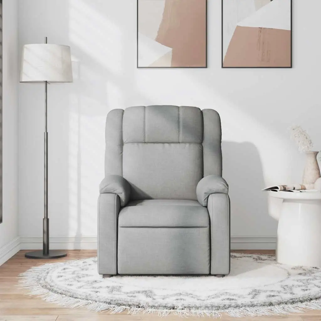 Massage Recliner Chair Light Grey Fabric Manual Recline Vibration Massage Points