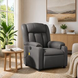 Grey Faux Leather Massage Recliner for Your Living Room