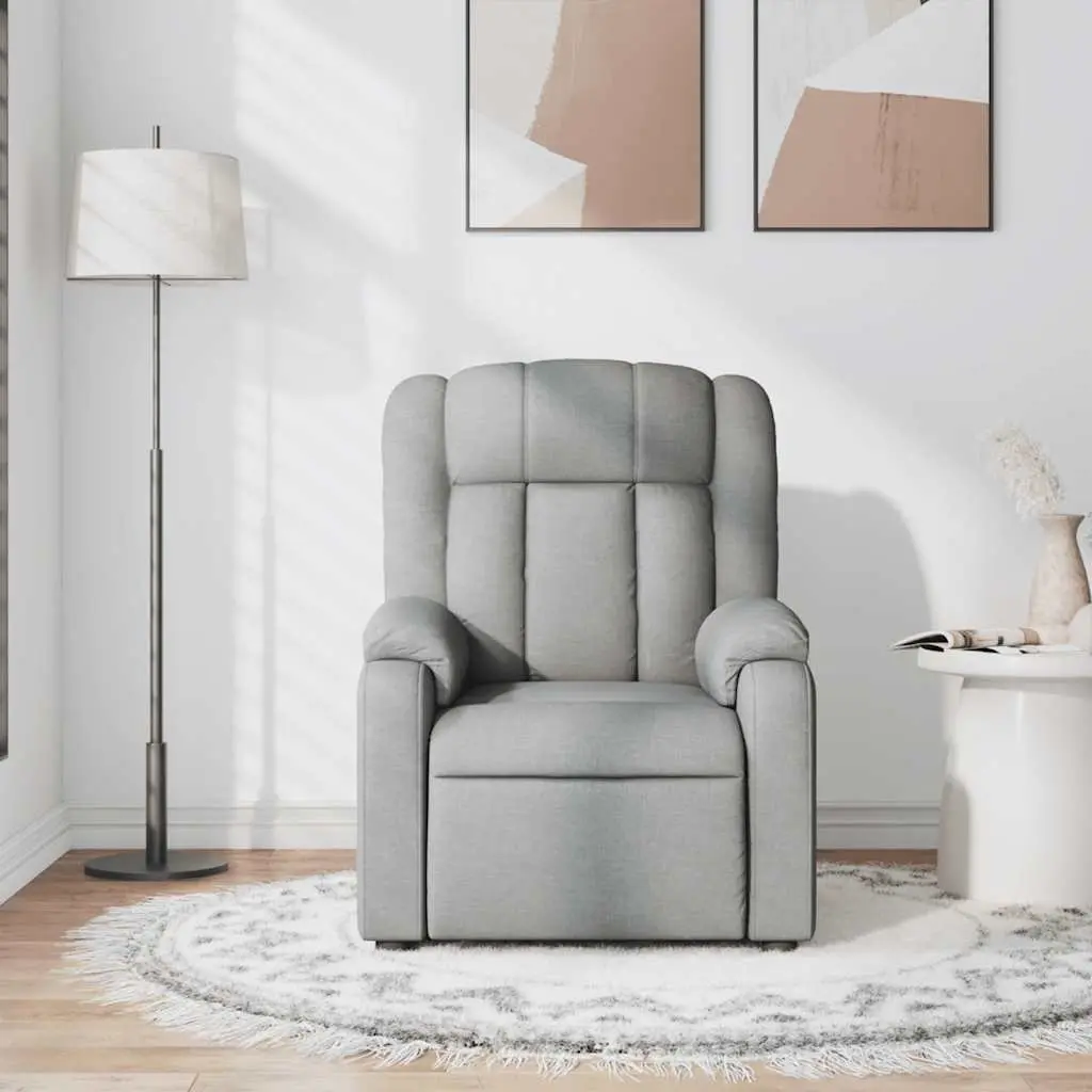 Massage Recliner Chair Light Grey Fabric Manual Recline with Vibration Massage Feature