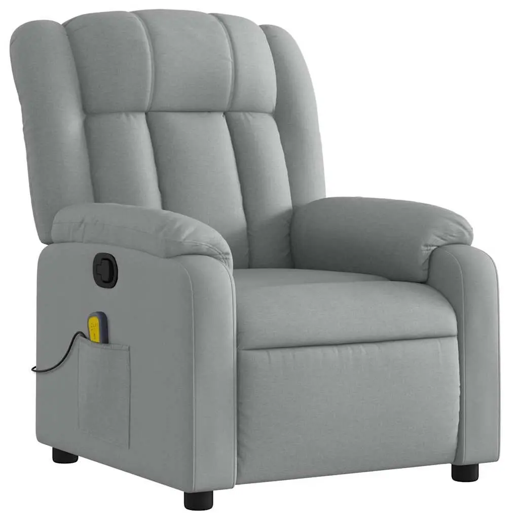 Massage Recliner Chair Light Grey Fabric Manual Recline with Vibration Massage Feature